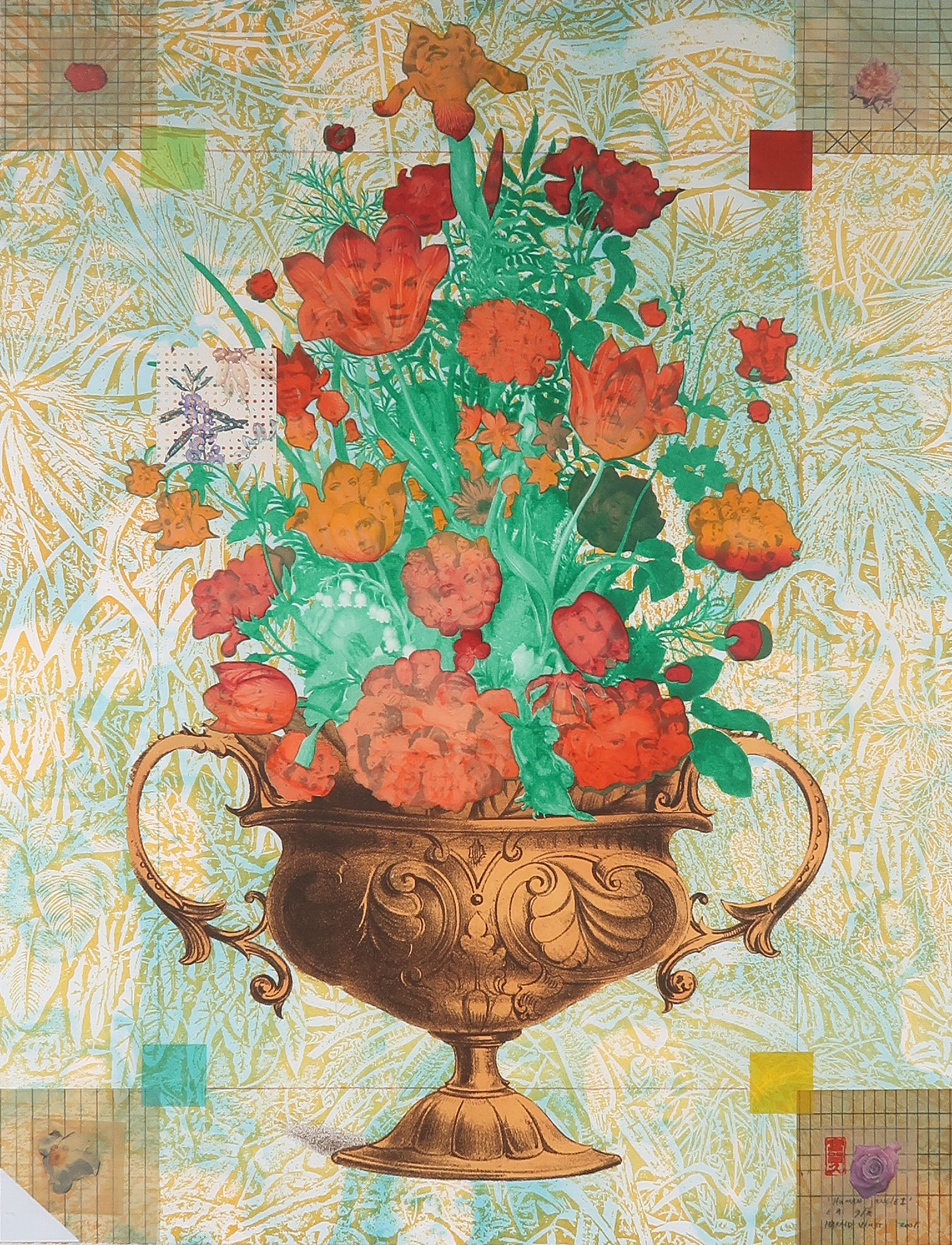 Harald Vlugt - Zeefdruk en collage, Human Jungle I - Ingelijst (Groot) kopen? Bied vanaf 40!