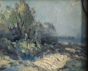 Niet of onleesbaar gesigneerd - Miniatuur landschap ca. 1910 olieverf doek Hollandse School kopen? Bied vanaf 1!