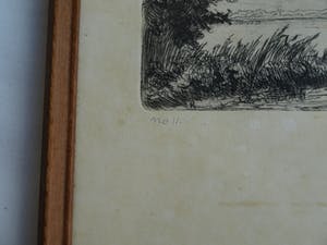 Piet Kraus - Ets , Gezicht op de Biesbosch – gesigneerd & ingelijst – 1944 kopen? Bied vanaf 1!