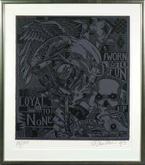 Henk Schiffmacher - Zeefdruk, Loyal to None - Ingelijst verkocht voor € 1!