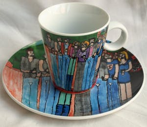 Plateelfabriek Schoonhoven N.V. - 4 Porseleinen bordjes + 1 kopje - Philadelphia kopen? Bied vanaf 1!