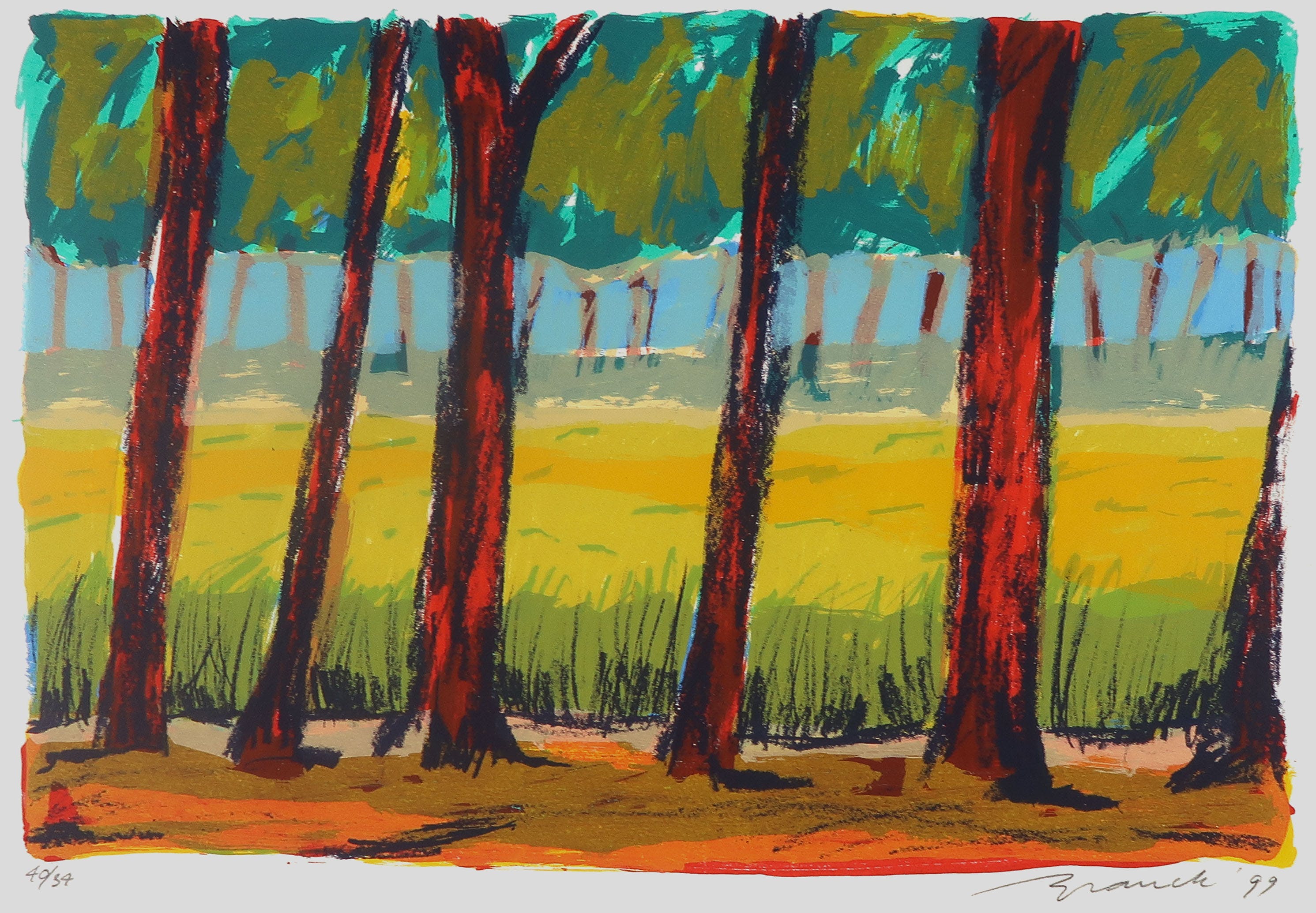 Willem Brauck - Zeefdruk, Landschap verkocht voor € 35!