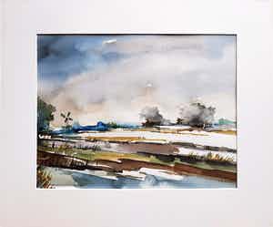 Bob Immink - Aquarel - Noord-Hollands winterlandschap - ingelijst - 21087 verkocht voor € 120!