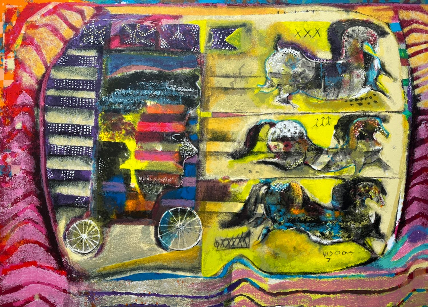 Astrid Engels - handgesigneerde zeefdruk | 'zonder titel' | 1993 kopen? Bied vanaf 1!