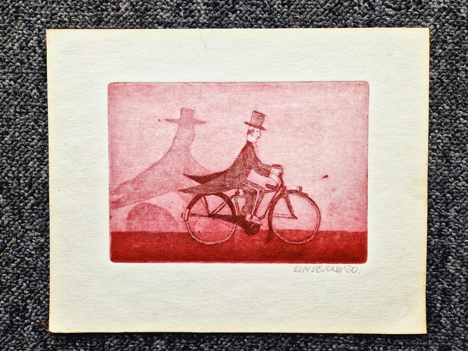 Niet of onleesbaar gesigneerd - Leuke Epreuve d'Artiste droge naald Ets "Bruidegom op fiets" gesigneerd kopen? Bied vanaf 1!