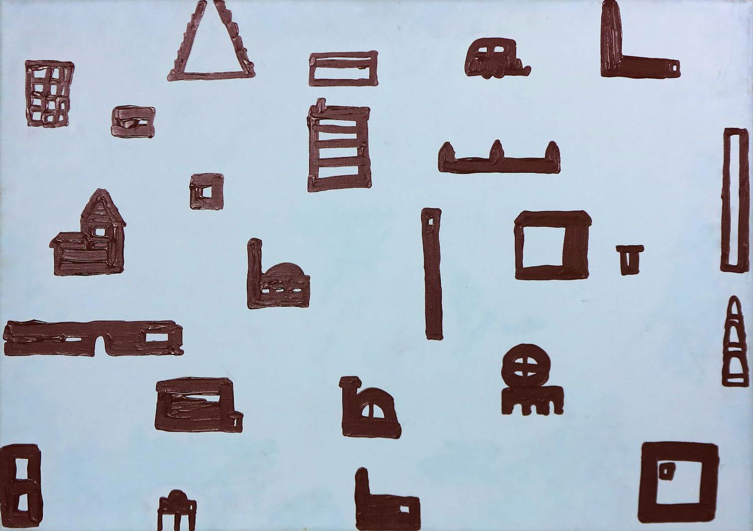 Paul Nassenstein - Acryl op doek, Landschap met gebouwtjes kopen? Bied vanaf 350!