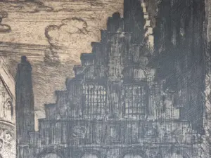 Frank Brangwyn - ets 6/20 - Sint-Niklaaskerk te Diksmuide, gesingeerd kopen? Bied vanaf 185!