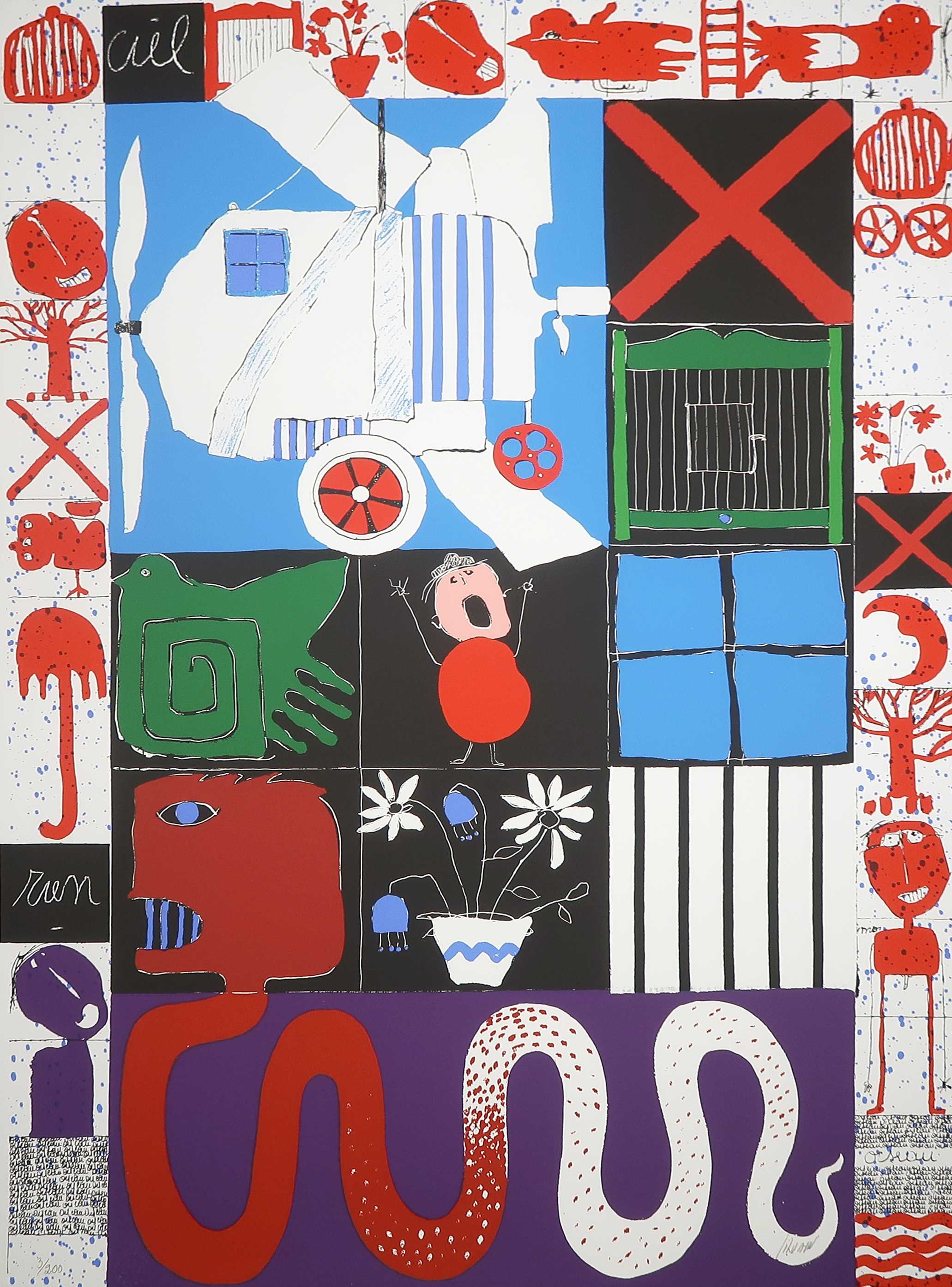 Christian Silvain - Zeefdruk, L'oiseau cage kopen? Bied vanaf 60!