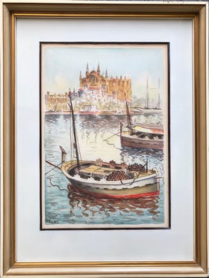 Antonio De Velez - "Cathedral "La Seu" Mallorca (View from the Harbour.) kopen? Bied vanaf 40!