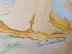 Theo Beerendonk - Leuke karikaturale jaren 60 aquarel "liggend naakt" gesigneerd kopen? Bied vanaf 52!