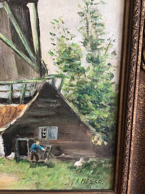 Jaap Mes - Landschap met molen , olieverf op paneel , gesigneerd J.Mes sr kopen? Bied vanaf 25!