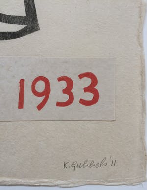 Klaas Gubbels - houtdruk met collage - Bialetti 1933 - oplage 40. kopen? Bied vanaf 425!