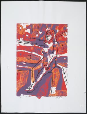 Hans Almekinders - Zeefdruk, Zittend naakt kopen? Bied vanaf 1!