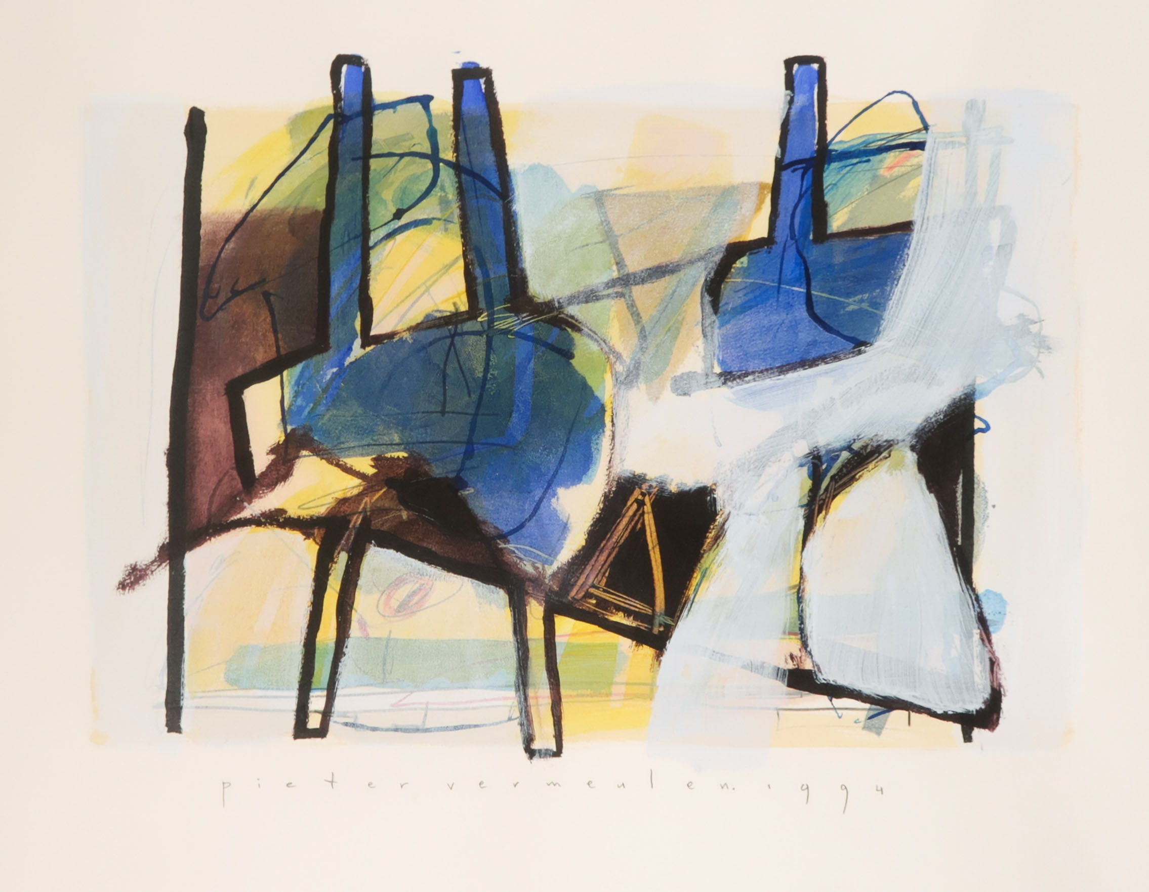 Pieter Vermeulen - Gemengde techniek op papier, Zonder titel - Ingelijst kopen? Bied vanaf 1!