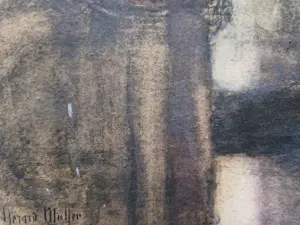 Gerard Muller - Grote gemengde techniek "Amsterdam (magere) Brug vroege ochtend" gesigneerd kopen? Bied vanaf 30!