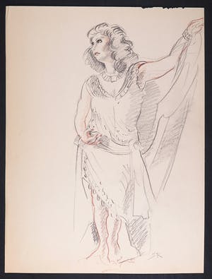 Jan Sluijters (jr.) - Potloodtekening, Vrouw in jurk kopen? Bied vanaf 1!