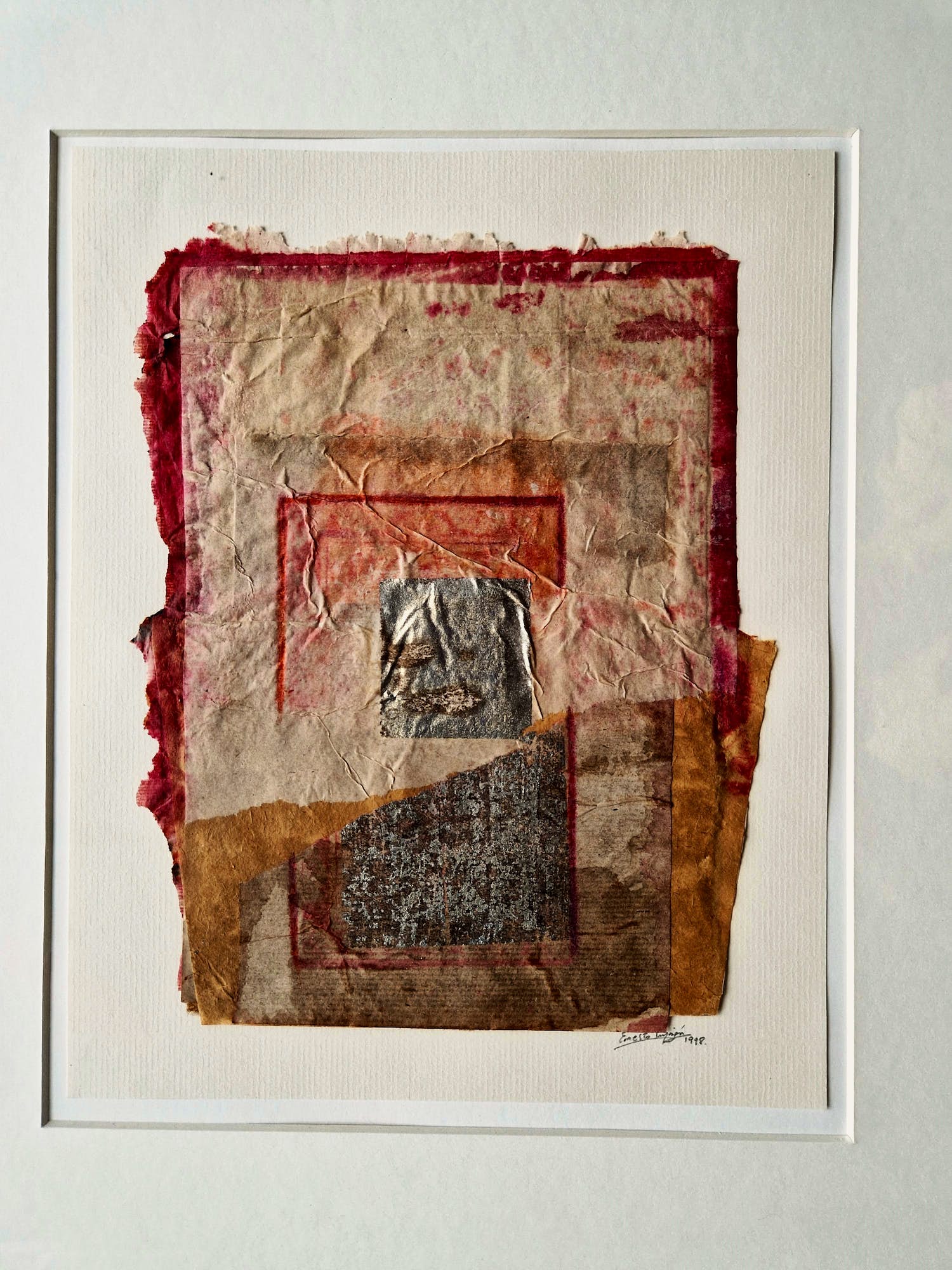 Niet of onleesbaar gesigneerd - Uit KLM collectie - gemengde techn Collage - bamboe/inkt/zilververf - gesigneerd kopen? Bied vanaf 1!