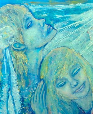 Kiss Riemvis - Olieverf op doek, z.t. Droomfiguren - Ingelijst kopen? Bied vanaf 50!