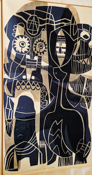 Jo van Dijk - Grote, in 1967 gemaakte houtsnede "souvenir d'Afrique" - zeer kleine oplage (8) kaufen? Bieten Sie von 75!