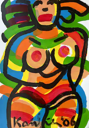 Jacob Kanbier - Acryl op papier: zonder titel - 2006 verkauft für € 45!