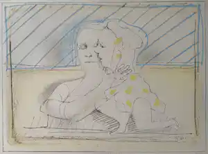 Buy Co Westerik - handgesigneerde kleurenzeefdruk | 'Paar in landschap' | 1991? Bid from 225!
