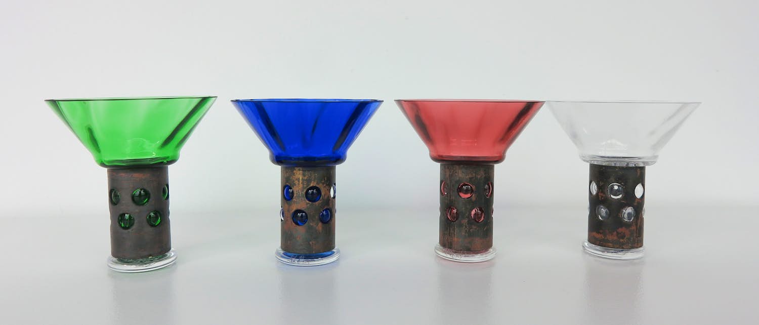 Borek Sipek - / Ajeto voor Alterego, Vier glazen kaarsenhouders in verschillende kleuren kopen? Bied vanaf 100!