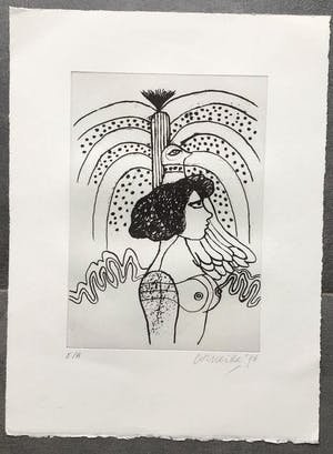 Corneille - Femme nue, oiseau, chat et arbre kopen? Bied vanaf 150!