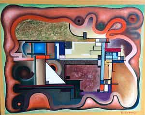 Ger Langeweg - C4896, Abstracte voorstelling verkocht voor € 250!