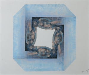 Piet van Mook - Verf op print, Zonder titel - Ingelijst kopen? Bied vanaf 1!