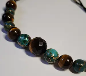 Nieuwe Ketting van natuurlijke turquoise en tijgeroog kopen? Bied vanaf 75!