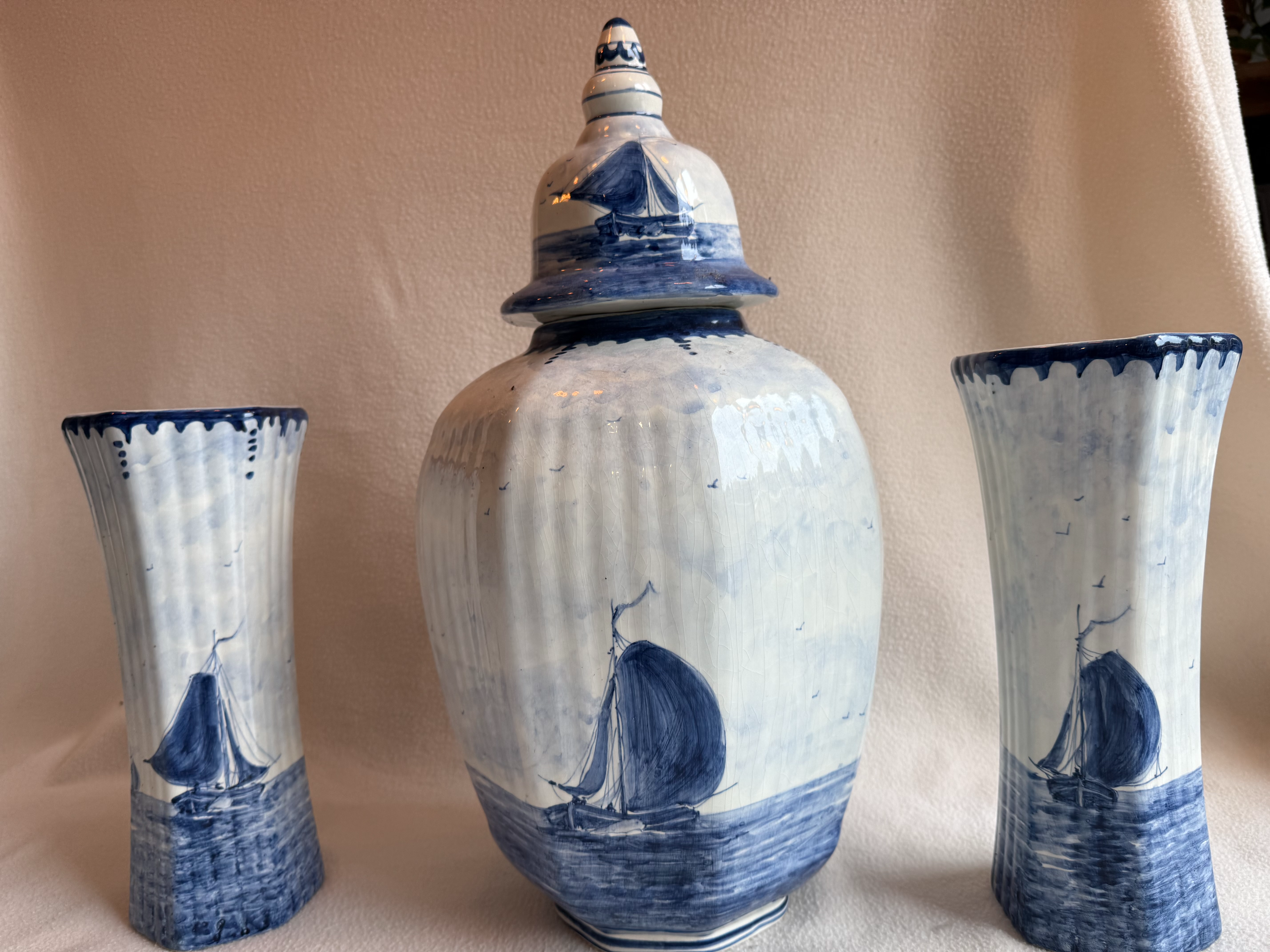 Heinen Delfts Blauw - Kaststel Delfts Blauw, beschilderd met Botters en Zeilboten kopen? Bied vanaf 120!