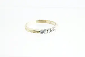 88 - Elegante 14krt bicolor goud & diamanten (0.10ct) rij ring kopen? Bied vanaf 90!