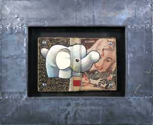 Jan Bollaert - Acryl op kaft van boek, Wedloop met de dood - Ingelijst verkocht voor € 50!