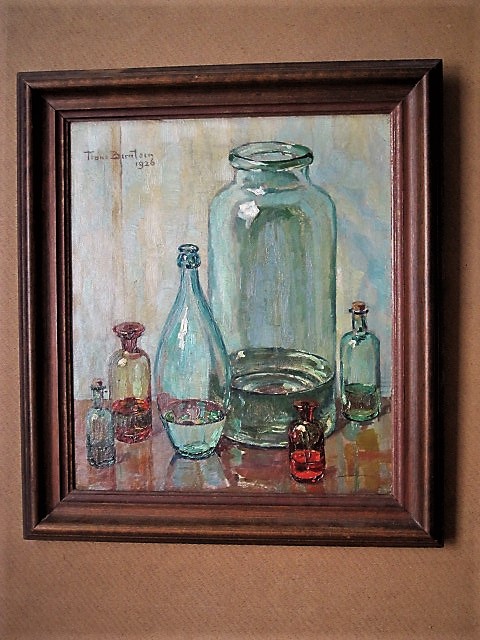 Frans Berntsen - weergaloos mooi 1926 art-deco "Stilleven van Flessen" gesigneerd kopen? Bied vanaf 1!