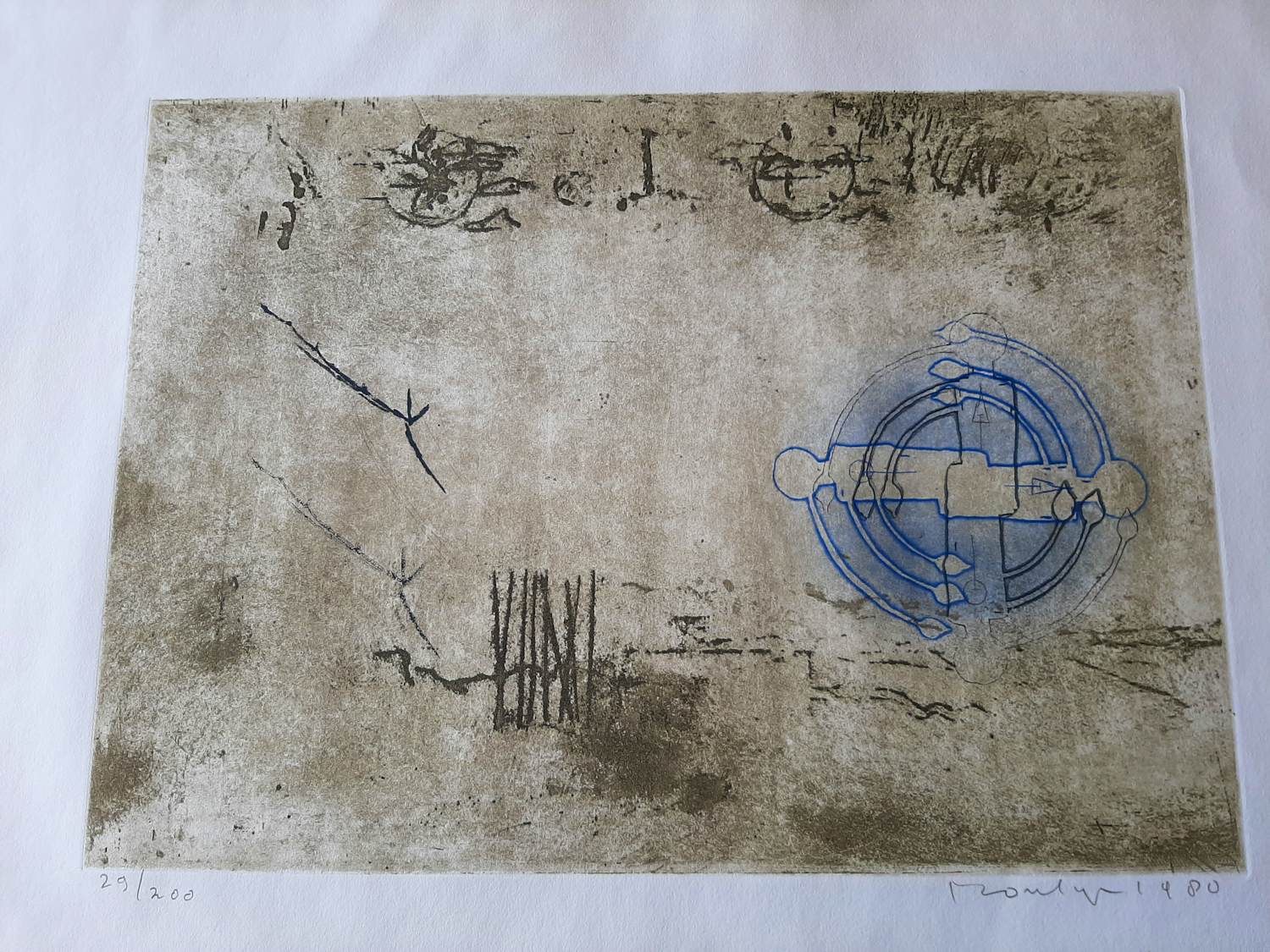 Jan Montyn - Ets/aquatint: Meditation garden uit 1980. verkocht voor € 45!