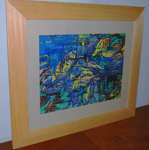 Bas Galis - abstracte gouache, jaren 60 - mooi ingelijst - 2-zijdige schildering kopen? Bied vanaf 165!