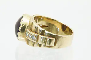 61-Grote retro 14 krt gouden ring paarse steen - 6 steens diamant kopen? Bied vanaf 520!