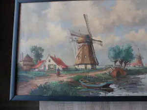 Niet of onleesbaar gesigneerd - Schilderij, Landschap met molens. kopen? Bied vanaf 1!