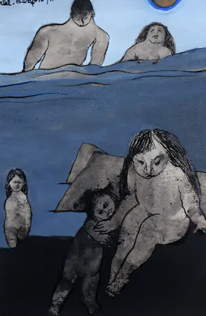 Ans Wortel - Gouache op papier: figuren - 1971 kaufen? Bieten Sie von 225!