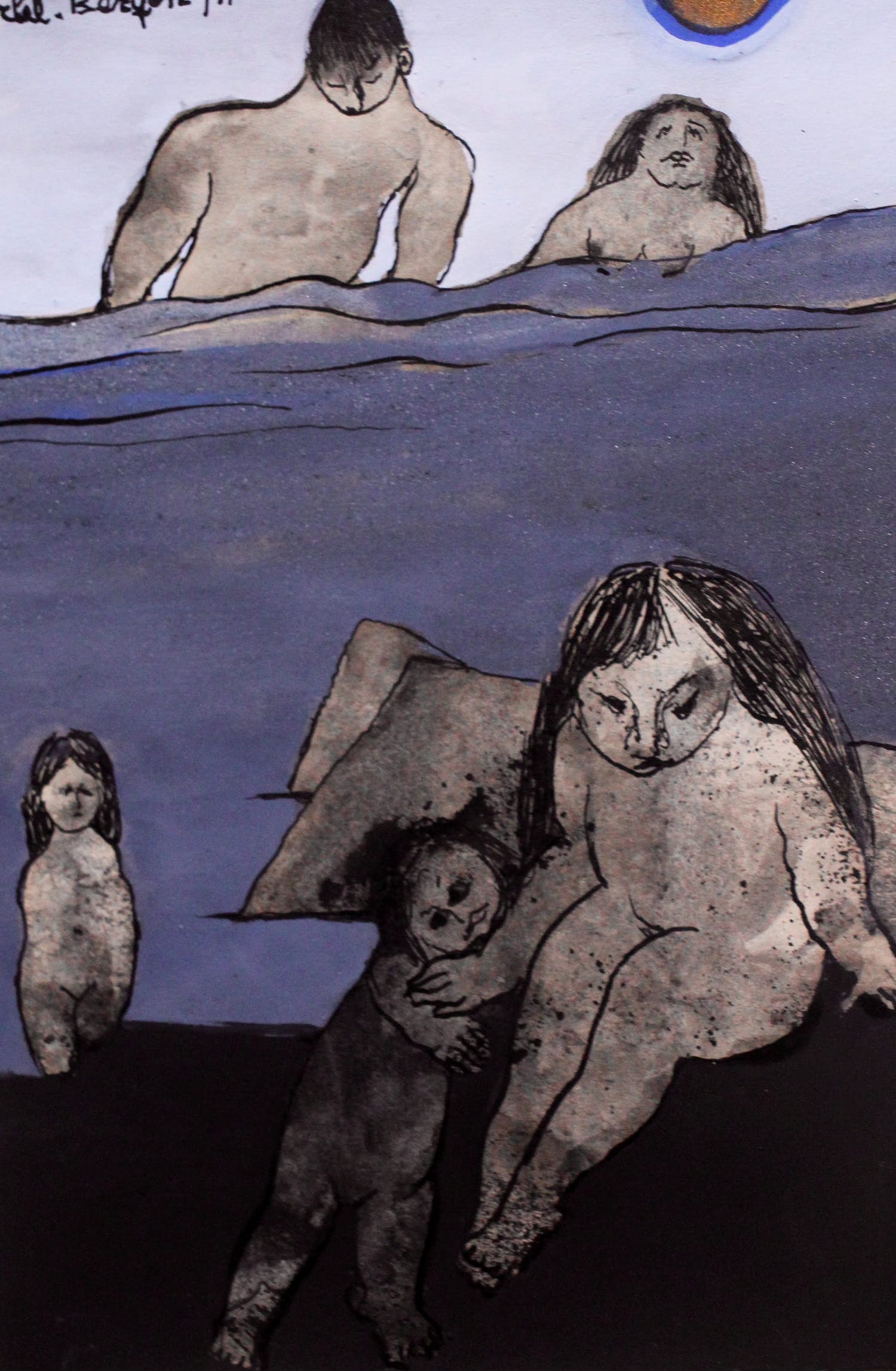 Ans Wortel - Gouache op papier: figuren - 1971 verkocht voor € 225!