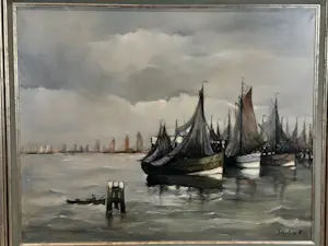 Gustave Helinck - Impressionistisch Zeezicht met Zeilboten kopen? Bied vanaf 575!