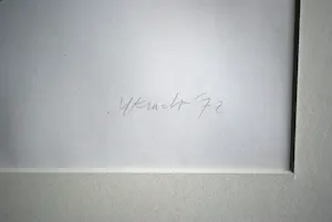 Yvonne Kracht - abstracte vormen in blauw - 1972 - zuurvrij ingelijst kopen? Bied vanaf 125!
