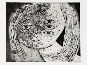 Ans Wortel - Grote monochrome ETS "verwaaiend, er wézen…," handgesigneerd / oplage 100 kopen? Bied vanaf 38!