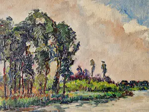 Reijer Murman - een pasteus geschilderd olieverf "Betuwe rivierlandschap" in originele lijst kopen? Bied vanaf 69!