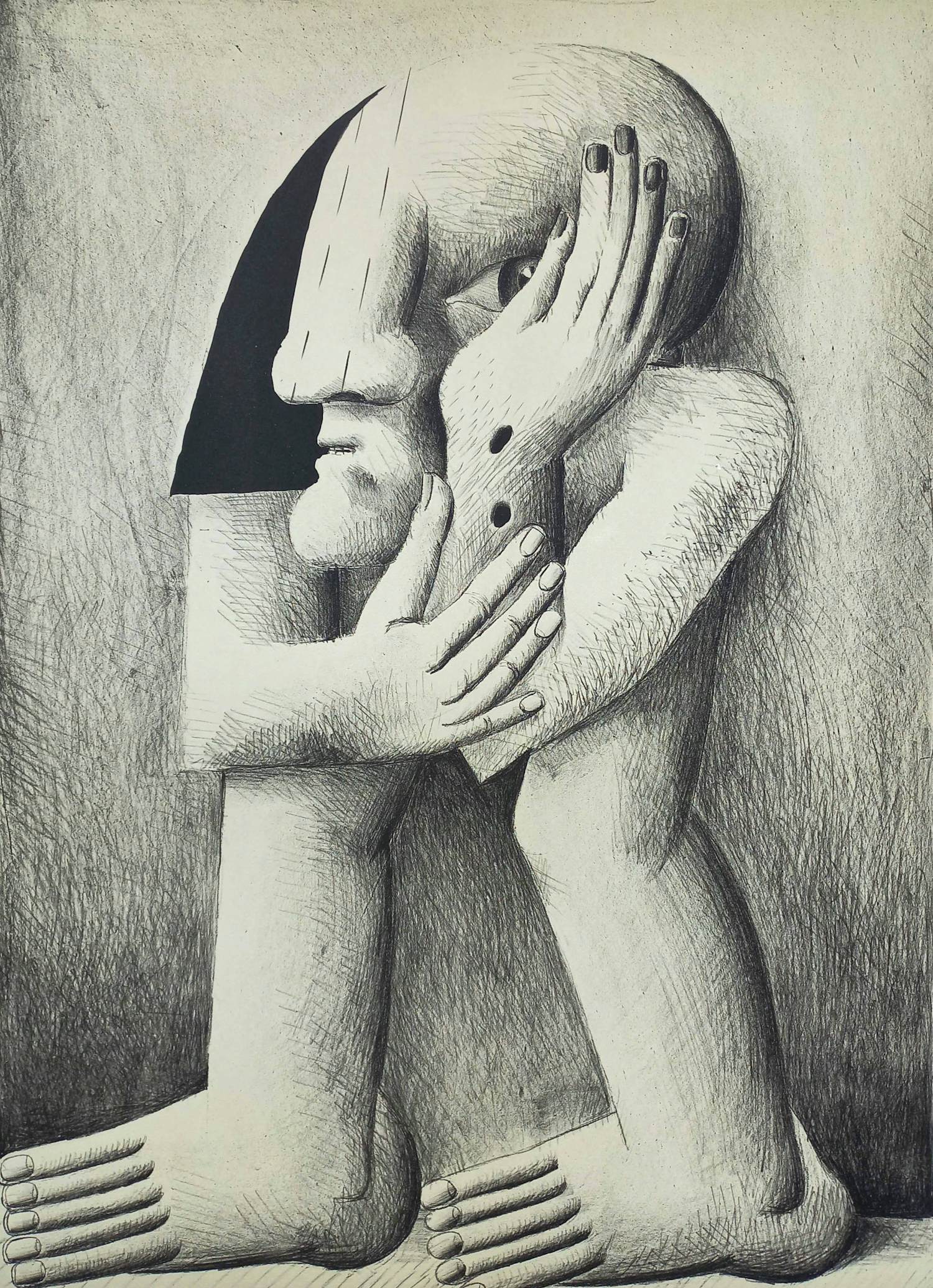 Horst Antes - Figur mit zwei Wunde, litho kopen? Bied vanaf 195!