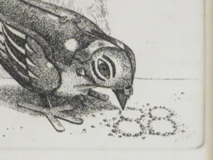 Ella van Schaik - Vogel en Kat - Ets kopen? Bied vanaf 40!