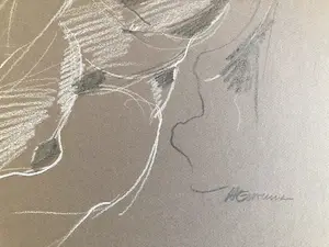 Hen Euverman - Poserend naakt - Krijttekening kopen? Bied vanaf 30!
