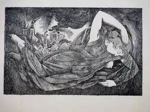 Hendrik Johannes Slijper - Godin bij de ineenstorting van de Acropolis - Gravure vendu pour 40€ !