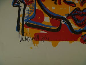 Peter Klashorst - afgeprijsd : cow in red - gesigneerd en genummerd 13/21 kopen? Bied vanaf 35!