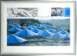 Christo - Handgesigneerd exemplaar The Umbrella's met stofmonster - Ingelijst verkocht voor € 1!